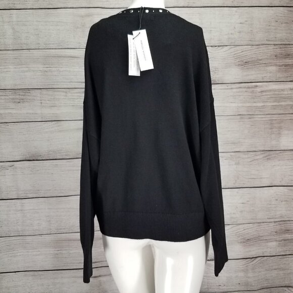 NEW Rebecca Minkoff Size S Francesca Studded Pullover V-neck Sweater Black $198 - Picture 10 of 13